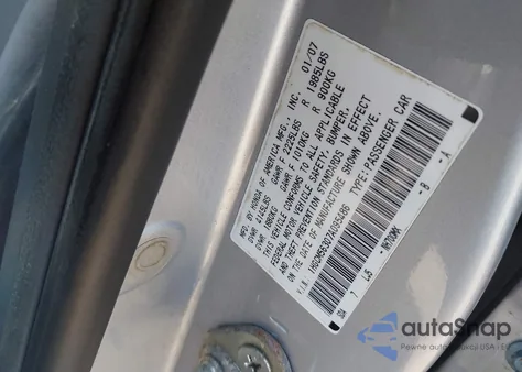 2007 Honda Accord 2.4 Se from USA, damaged, VIN 1HGCM56307A095486